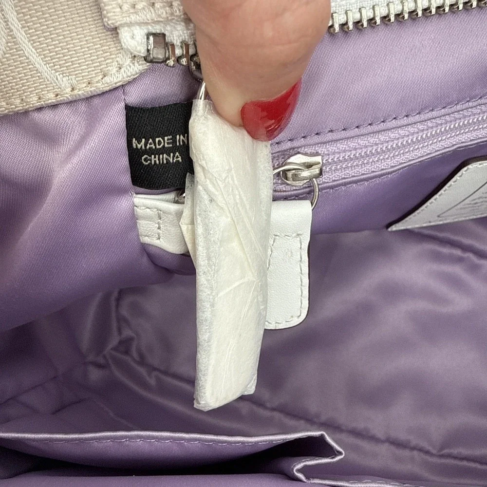 Coach Womens Y2K Patchwork Metallic Silver White Shoulder Bag 13496 w/Wallet